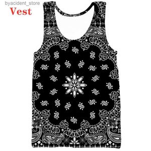 Mannen Tank Tops Nieuwe Bandana Patroon Mode Mannen Vrouwen Trainingspakken Crewneck Hip Hop Vest Maat S-5XL mesh top L240319