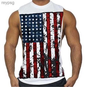 Débardeur pour hommes nouveau débardeur sans manches hommes entraînement Fitness sport débardeur mode drapeau américain imprimé T-shirt YQ240131