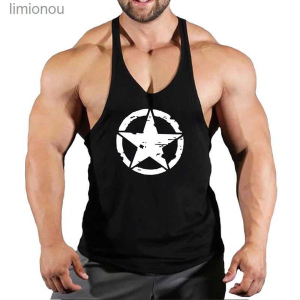 Camisetas sin mangas para hombre, camiseta sin mangas con tirantes, camiseta interior estampada a la moda informal de verano, camisetas sin mangas para culturismo, camiseta sin mangas para gimnasio y Fitness para hombre MaleL240124