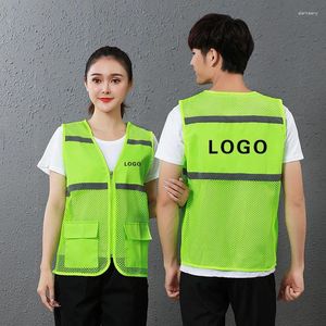 Tanktops voor heren Nacht reflecterend vest met logozakken Heren Dames Motor Fietsen Buiten Constructie Beschermende werkkleding Veiligheidswaarschuwing