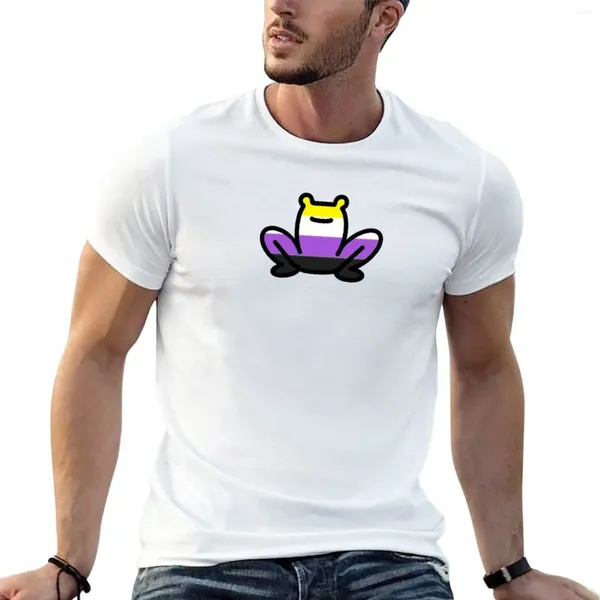 Camisetas sin mangas para hombre, camiseta de rana del orgullo no binario, camisetas cortas personalizadas, gráfico para hombre