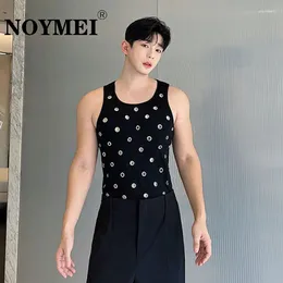 Camisetas sin mangas para hombres NOYMEI 2024 Diseño de verano Ojo de metal Jersey personalizado Top Color sólido Sin mangas Sexy Chaleco de estilo coreano WA2143