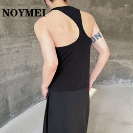 Tobs de débardeur masculine Noymei Top Men Men Summer Back Design serré à la mode entièrement sans manche 2024 Couleur solide Sexy Wastcoat WA4273