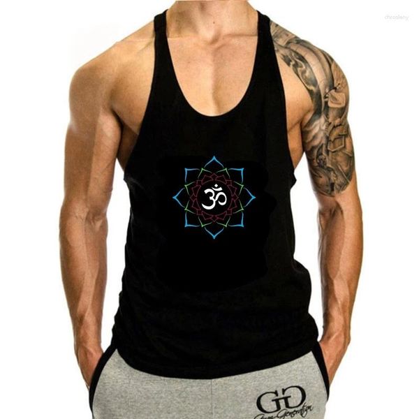 Camisetas sin mangas para hombre Símbolo Om Aum para mujer para mujer Top para hombre Mandala Flor de loto Yoga Meditación Algodón Personalizar