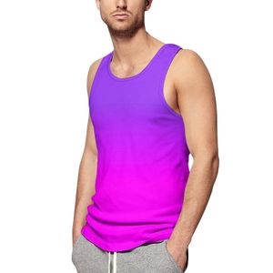 Camisetas sin mangas para hombres Ombre Print Daily Tank Top Neon Purple y Pink Gym Tops Diseño para hombre Streetwear Chalecos sin mangas 3XL 4XL 5XL 230721