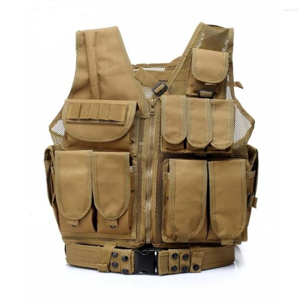 Camisetas sin mangas para hombre, entrenamiento militar al aire libre CS, chaleco Molle táctico multibolsillo, armadura de combate para hombres, caza, Paintball, seguridad