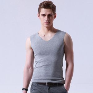 Herentanktops Oversize Men Solid Mouwess Top Casual V-Neck Fitness Tank Top Kleding Ice Silk Male shirt Ademend Cool Gym Kleding