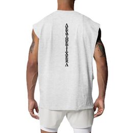 Camisetas sin mangas para hombres Camiseta sin mangas de gimnasia de gran tamaño para hombres Camiseta sin mangas de fitness con corte lateral abierto Malla Ropa de culturismo de secado rápido Chaleco sin mangas musculares 230710