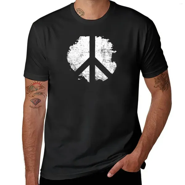 Camisetas sin mangas para hombre, camiseta con símbolo de la paz, pintura desgastada, plantilla invertida, camisetas negras, camisetas de secado rápido para hombre de algodón