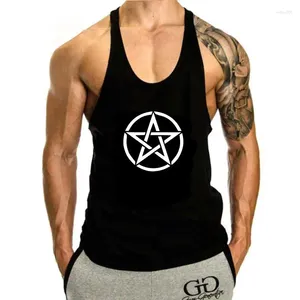 Heren tanktops Pentagram Top Heren Heren S-3Xl Goth Punk Metal Gothic Biker Satanic White Sweattank