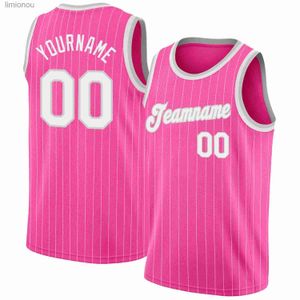 Tanktops voor heren Roze kleur Aangepaste basketbaljersey Tanktops voor heren Jersey Gepersonaliseerde Team Unisex TopL240124