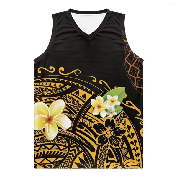 Débardeurs pour hommes Tribal polynésien Guam Totem Tattoo Prints Est Basketball pour hommes Uniformes de sublimation complète Formation Survêtements Équipe