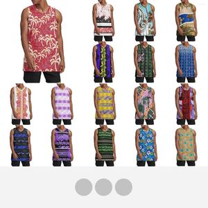 Heren Tanktops Polynesische tribale Pohnpei totem tattoo-afdrukken Gestikt Basketbal Jersey Sportshirts Hip Hop Kleding Voor Feest Polyesteri