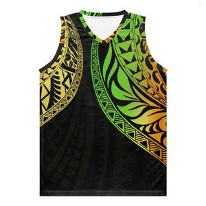 Débardeurs pour hommes Polynesian Tribal Pohnpei Totem Tattoo Prints High School Retro Basketball Jersey Hommes Cousu Sport Shirt Fashion