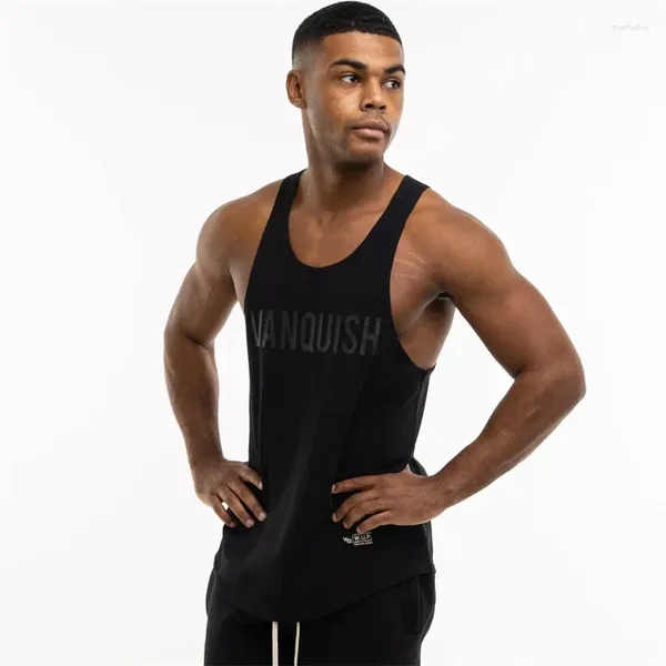 Les débardeurs pour hommes imprimés en coton sport gilet slim fit à la mode adapté au jogging de gymnase d'entraînement du bodybuild