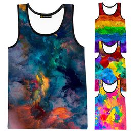 Débardeurs pour hommes Rainbow Paint Splatter 3D Imprimé Graffiti Débardeurs pour hommes Hommes Hip Hop Casual O-Neck Vest Streetwear Tops surdimensionnés 230615