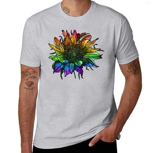 Débardeurs pour hommes T-shirt tournesol arc-en-ciel Haut d'été Vêtements esthétiques T-shirts graphiques Entraînement pour hommes