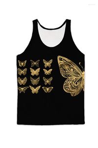 Camisetas sin mangas para hombre Real EE. UU. Tamaño americano Mariposas doradas 10 estilos Impresión por sublimación Transpirable