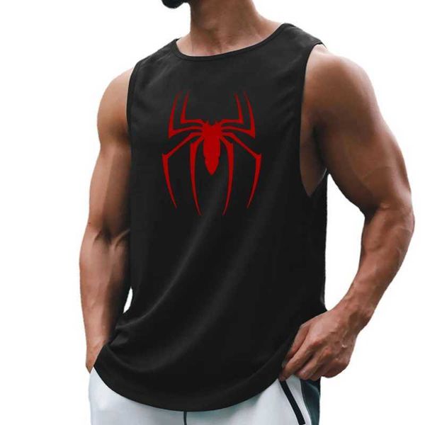 Camisetas para hombres Tanks Red Spider Print Summer Spring Gym Gym Vest Mens Fitness Mesh Mesh Fitness Camiseta sin mangas Músculo Músico Suitl2403L2403