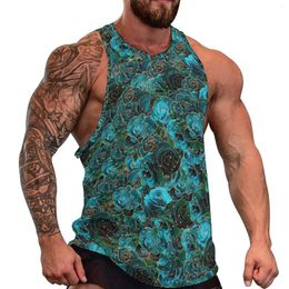 Débardeur pour hommes, haut quotidien à fleurs roses, paillettes dorées, fleur, gymnastique, mode graphique, chemises sans manches, grande taille 4XL 5XL