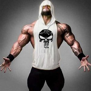 Heren tanktops rennen capuchon vest mannen zomer heren losse sport sluleloze t-shirt deuken hiphop basketbal codeed vest t240428