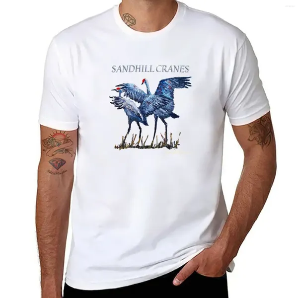 Camisetas sin mangas para hombre Sandhill Cranes camiseta gráfica camiseta personalizada camisas negro en blanco