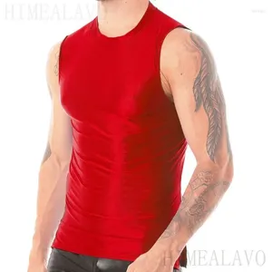 Débardeurs pour hommes Satin Brillant Top T-shirts pour hommes Sexy Voir à travers sans manches Gym Mâle Lisse Soie Sports Running Vest Vêtements