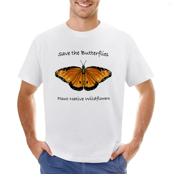 Débardeurs pour hommes Sauvez les papillons T-shirt Vintage Blanks Graphics Hommes Grands et grands T-shirts