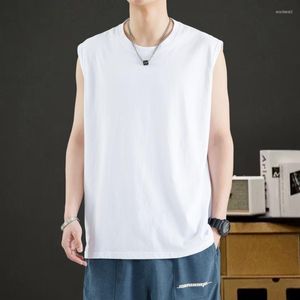 Mannen Tank Tops Korte Mouw Vest Voor 2023 Zomer Effen Zwart Wit T-shirt Gym Running Top Tees Mode Kleding Oversize 3XL