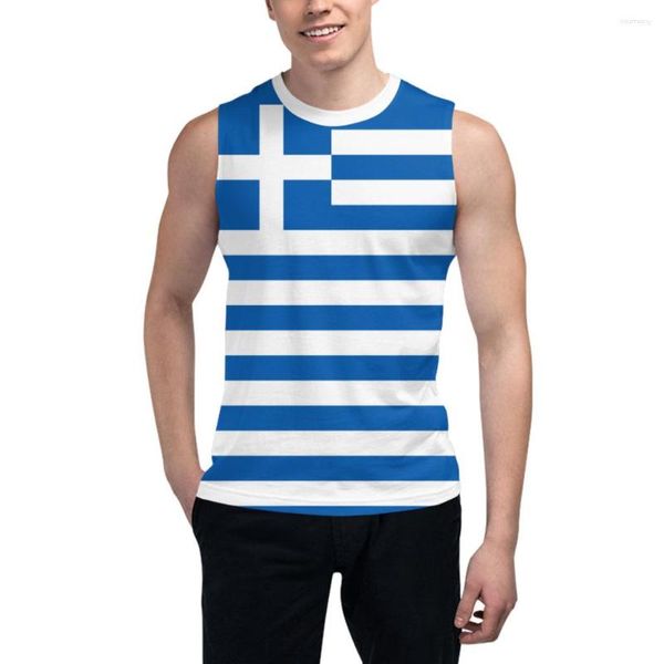 Camisetas sin mangas para hombre, camiseta sin mangas con bandera de Grecia, camiseta griega en 3D para niños, gimnasios, Fitness, corredores, chaleco de entrenamiento de baloncesto