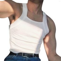Débardeurs pour hommes haut sans manches couleur unie Sexy gaine Slim Camis vêtements d'entraînement décontracté basique t-shirts Streetwear grande taille 4XL