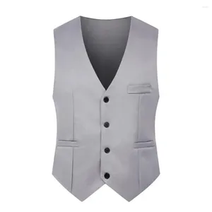 Herentanktops slanke fit pak vesten voor mannen zwart grijze marineblauw zakelijk casual mannelijke waastcoat single breasted gilet homme formeel jas