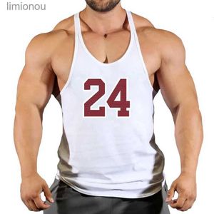 Débardeurs pour hommes Sport Brand Vest Muscle Gym Mens Back Tank Top Sans Manches Stringer Vêtements Bodybuilding Singlets Fitness Entraînement No.24 T ShirtL240124