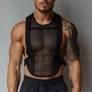 Les débarbacs pour hommes printemps d'été Sports Fitness Vest des hommes sexy Voir à travers le débardeur en mesh