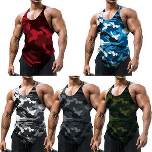 Débardeurs pour hommes Été Camouflage Gilet Hommes Top Respirant Bodybuilding Tee Gym Sans Manches Hommes T-shirt Mode Col Ras Du Cou Fitness TeeMen