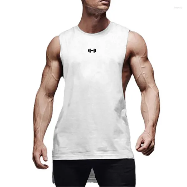 Camisetas sin mangas para hombre, camiseta holgada con estampado de Fitness para verano, camiseta cómoda de algodón sin mangas, ropa de gimnasio