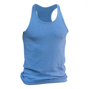 Tanktops voor heren Zomer gebreide verticale streep Fitness Mans shirts Tunieken met lange mouwen voor heren T-shirt Pack van heren T