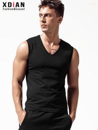 Herentanktops Zomer Grote V-hals Dieptepunt Silm Top Brede Schoudervest