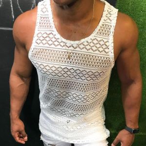 Heren Tanktops Zomer Heren Mesh Vest Gym Sneldrogend Fitness Muscle Tank Effen Kleur Bodybuilding Slank Mouwloos Vest Workout Sport Tops 230607