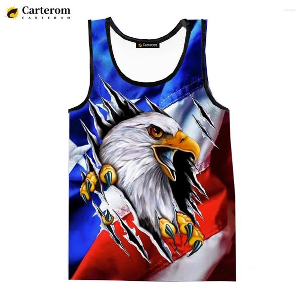 Débardeurs pour hommes Tops d'été Hommes Femmes Drapeau américain T-shirts sans manches Impression numérique Harajuku Gilet 3D Imprimé T-shirts surdimensionnés