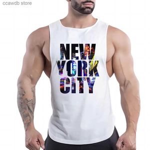 Camisetas sin mangas para hombres Verano Fitness al aire libre Deportes de ocio Chaleco con cuello en O para hombres adultos Patrón de letras de moda Camisa sin mangas de secado rápido con estampado 2d T240110