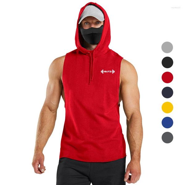 Camisetas sin mangas para hombre, jersey de verano con capucha, deportes, Fitness, baloncesto, campo de entrenamiento, chaleco de manga corta con hombros descubiertos, camiseta sin mangas con capucha