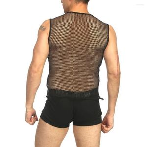 Tobs de débardeur masculins Été Tanques sexy top en filet en filet