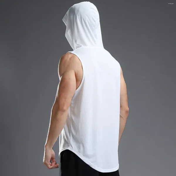 Camisetas sin mangas para hombre Verano Color sólido Secado rápido Chaleco con capucha Suelto Transpirable Entrenamiento y fitness Sin mangas Correr Baloncesto Deportes