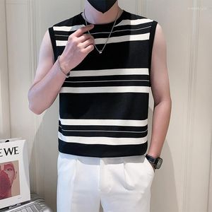 Débardeurs pour hommes Style d'été Casual Sweat Top Stripe T-shirt sans manches Vêtements pour hommes