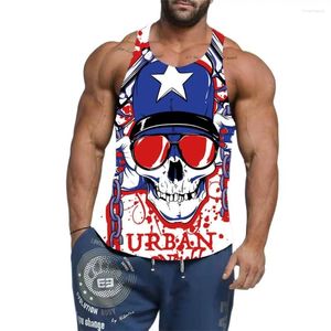 Débardeurs pour hommes Top d'été Vêtements de sport Fun Skull Funky 3D T-shirt imprimé Garçons Sport de plein air Fitness Gilet O-cou T-shirts sans manches
