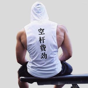 Heren tanktops T-shirt Vest Verstelbare kleding Fietsen Modieus Fitness Hoodie Los Mouwloos Wit/Rood/Grijs