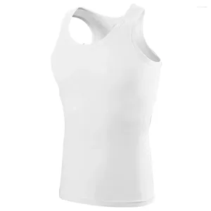 Herentanktops T-shirt Vest Men Polyester Mouwloze zomer top Undershir Underwear White Ademend merk