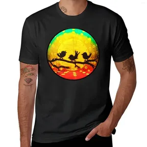 Le débardeur masculin en tête de trois petits oiseaux sur la branche t-shirt séchage rapide vêtements hippies anime pais blancs t-shirts hommes