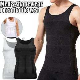 Tops de alças masculinos justos e magros, modeladores de corpo elásticos, camisa esportiva, respirável, fitness, compressão, abdômen, barriga, cintura, controle, top 230607